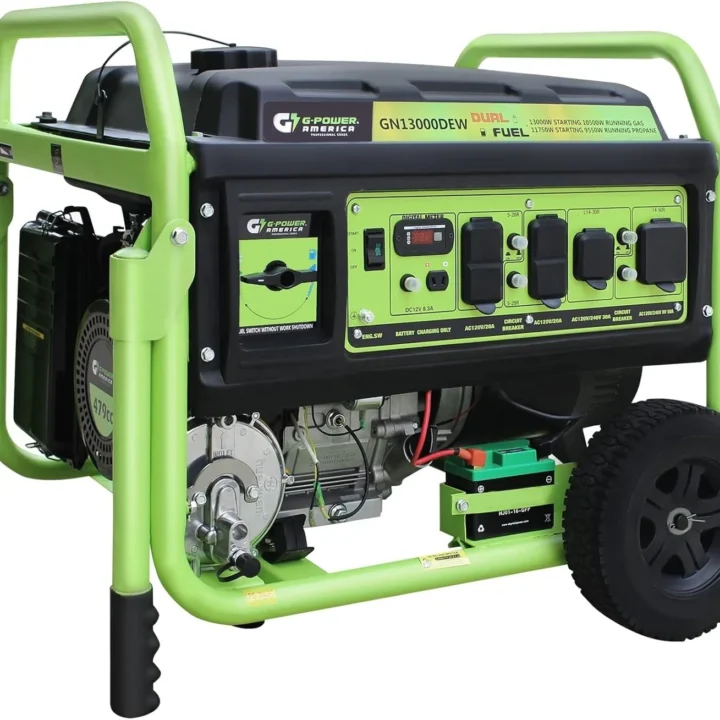 13,000W Dual Fuel Portable Generator, Powered by Gas or Propane, Electric Start, Home Backup & RV Readys.