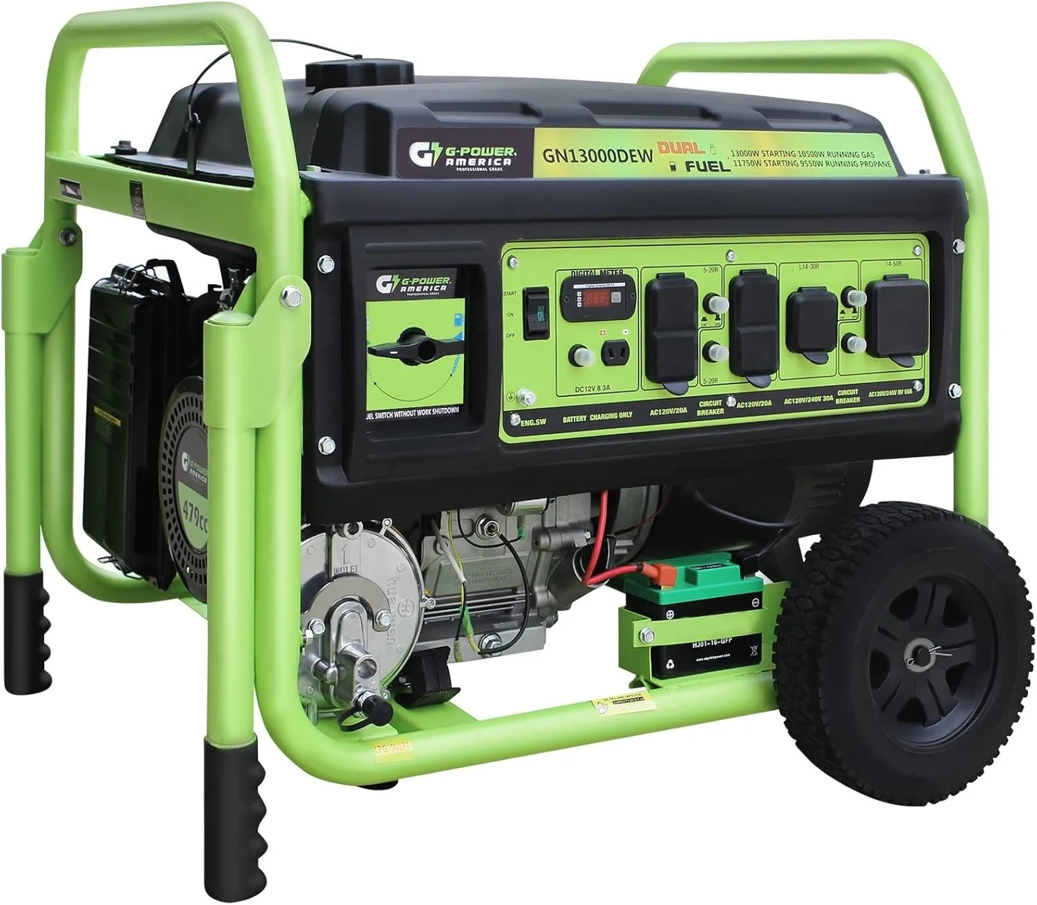 1-106-1-1.webp 13,000W Dual Fuel Portable Generator, Powered by Gas or Propane, Electric Start, Home Backup & RV Readys. - Image 1
