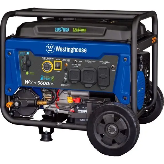 1-264-1-1.webp Westinghouse 4650 Peak Watt Dual Fuel Portable Generator, Remote Electric Start, RV Ready Outlets. - Image 1