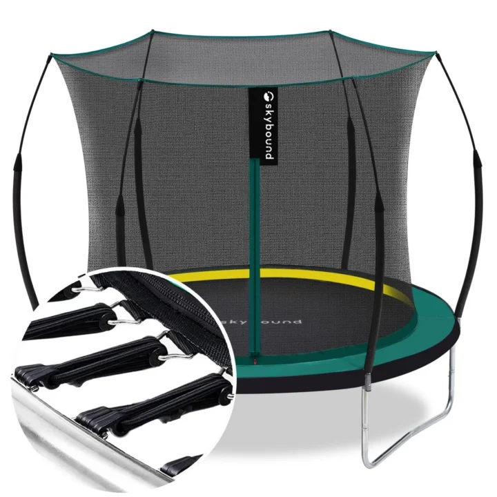 SkyBound 6ft outdoor Trampoline without springs, toddler springless trampoline with net for Kids and Adults, springless Trampoline with Enclosure for Backyard Indoor and Outdoor