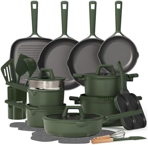 41aWHuiVOGL._AC_-1.jpg CAROTE 31PCS Pots and Pans Set, Nonstick Cookware Set Kitchen Non Stick Induction Titanium Cookware Non-toxic Granite Cooking set, PFOA Free - Image 1