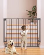 Cumbor 36″ Extra Tall Baby Gate for Dogs and Kids with Wide 2-Way Door, 29.7″- 46″ Width, and Auto Close Personal Safety for Babies and Pets, Fits Doorways, Stairs, and Entryways, Black - Image 3
