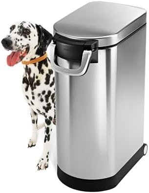 41tGYwfycHL._AC_-1.jpg mplehuman 35 Liter, 40 lb / 18.1 kg X-Large Pet Food Storage Container for Dog Food, Cat Food, and Bird Feed, Brushed Stainless Steel - Image 1