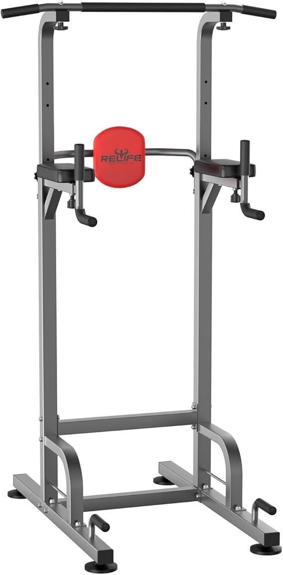 51BNXJtmh9L._AC_SX569_-1.jpg RELIFE REBUILD YOUR LIFE Power Tower Pull Up Bar Station Workout Dip Station for Home Gym Strength Training Fitness Equipment - Image 1