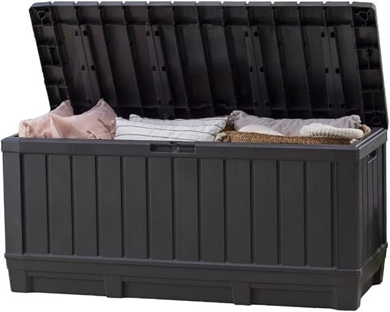 51mcZ9-i5hL._AC_SX569_-1.jpg Keter Kentwood 92 Gallon Resin Deck Box-Organization and Storage for Patio Furniture Outdoor Cushions, Throw Pillows, Garden Tools and Pool Floats, Dark Grey - Image 1