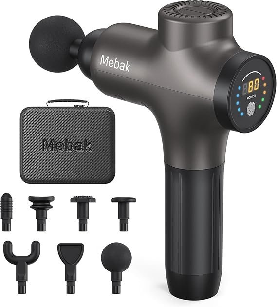 611wyVfOhQL._AC_SX569_-1.jpg Mebak 3 Massage Gun, Massage Gun Deep Tissue for Athletes, Professional Muscle Percussion Massager, Massager for Shoulder Leg Back Body Pain Relief, Quiet Portable Sport Tool, Gifts for Him - Image 1