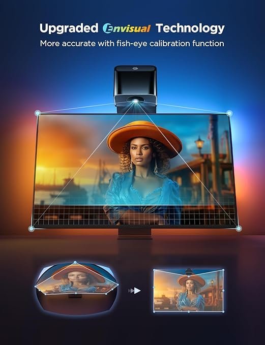 61218JjZIIL._AC_SY679_-1.jpg Govee TV Backlight 3 Lite with Fish-Eye Correction Function Sync to 75-85 Inch TVs, 16.4ft RGBICW Wi-Fi LED Strip Lights with Camera, 4 Colors in 1 Lamp Bead, Voice and APP Control, Adapter - Image 1