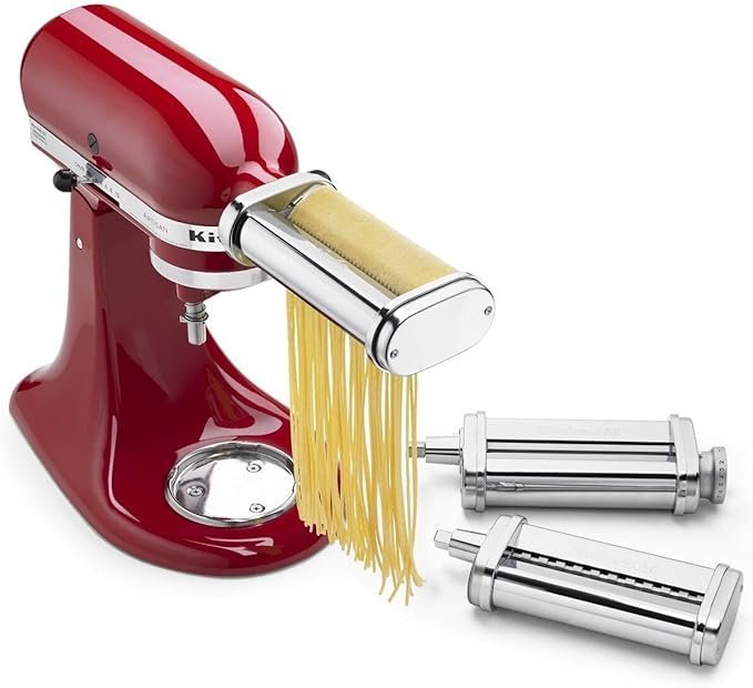 61QGCu2ooiL._AC_SX679_-1.jpg KitchenAid Stand Mixer Attachment, KSMPRA 3-Piece Pasta Roller & Cutter Set - Image 1