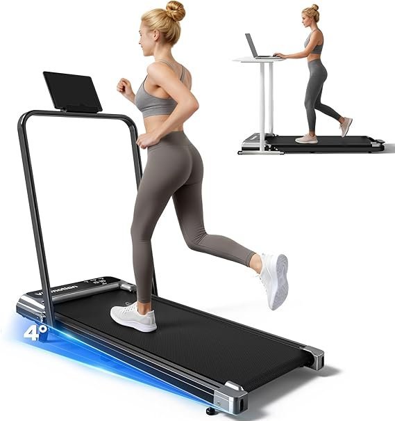 61pOLbHI7qL._AC_SX569_-1.jpg Walking Pad Treadmill with Handle Bar and Adjustable Incline, Compact Portable Treadmills for Home Office, 2.5HP Quiet Anti-Slip Under Desk Treadmills, 0.6-3.8 MPH Remote Speed Control, 265 LBS - Image 1