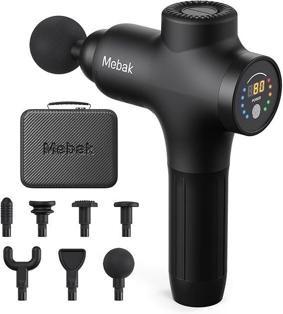 61qr8QzhoHL._AC_SX569_-1.jpg Mebak 3 Massage Gun, Massage Gun Deep Tissue for Athletes, Professional Muscle Percussion Massager, Massager for Shoulder Leg Back Body Pain Relief, Quiet Portable Sport Tool, Gifts for Him - Image 1