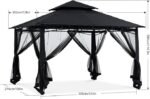 ABCCANOPY Gazebos for Patios 10×12 – Outdoor Steel Frame Gazebo with Mosquito Netting for Lawn Backyard Garden Deck (Black) - Image 3