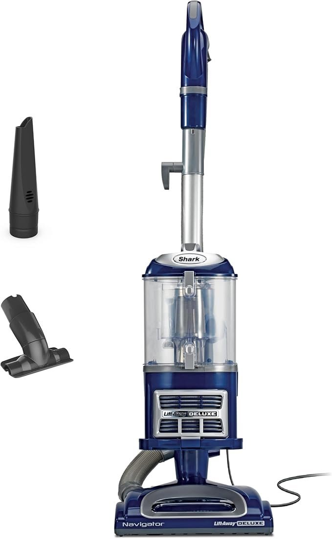 61w1n9p2R0L._AC_SX679_-1.jpg Shark Upright Vacuum, Navigator Lift-Away Deluxe with Large Dust Cup Capacity, HEPA Filter, Swivel Steering, Upholstery Tool & Crevice Tool, Blue, NV360 - Image 1
