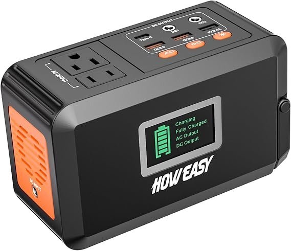 61x8jvx2NL._AC_SX569_-1.jpg HOWEASY Portable Power Station,120W(240W Peak) Solar Generator,88Wh Lithium Battery Power with 110V AC Outlet/DC/USB/LED Light for Outdoor Camping Trip Hunting Emergency(Solar Panel Optional) - Image 1