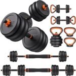 FEIERDUN DS2 Adjustable Dumbbells, 20/30/40/45/70/90lbs Free Weight Set with Connector, 5 in1 Dumbbells Set Used as Barbell, Kettlebells, Push up Stand, Weight Plate, Fitness Exercises for Home Gym Suitable Men/Women