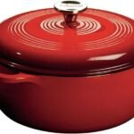 Lodge Essential Enamel Cast Iron Dutch Oven – Perfect for Bread Baking, Braising, Marinating & Slow Cooking – Features Moisture-Sealing Lid & Dual Handles – Kitchen Essentials – 6 Quarts – Island Spice Red