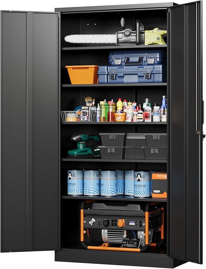 71PAHGzP4EL._AC_SX679_-1-1.jpg Letaya Metal Garage Storage Cabinets with Lock-72 Tall Tool Organizer Steel Lockers, 5 Adjustable Layers Shelves for Home,Office,Warehouse,Garage,(Black-72“) | with Lock, 72 Tall, Tool Organizer - Image 1