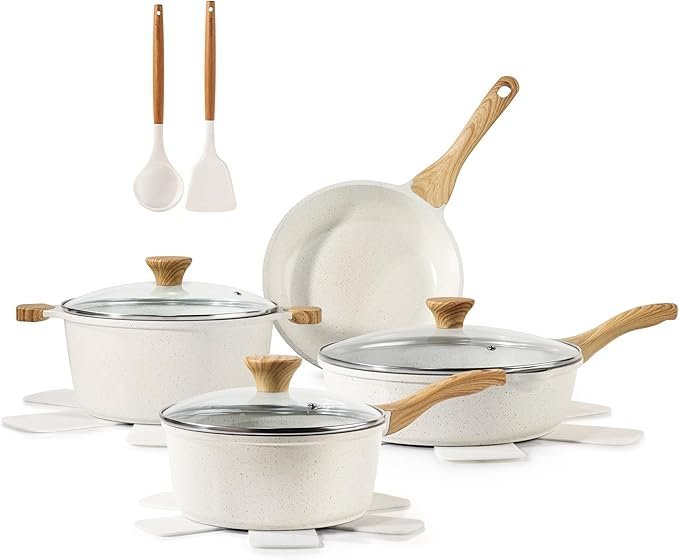 71Vp9n43OsL._AC_SX679_-1.jpg SENSARTE Nonstick Ceramic Cookware Set, 13-Piece Non-toxic Pots and Pans Set, Healthy Kitchen Cooking Set with Stay-Cool Handles, Silicone Tools and Pot Protectors, PFAS Free - Image 1