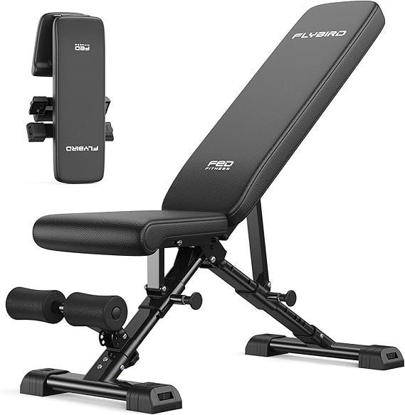 71ijsNeaN-L._AC_SX569_-1.jpg FLYBIRD WB5 Weight Bench, ASTM-Certified 800LBS Adjustable Weight Bench Workout Bench Foldable for Home Gym, 90° to -30° FID and 30in Extended Backrest for Bench Press Strength Training Exercise - Image 1