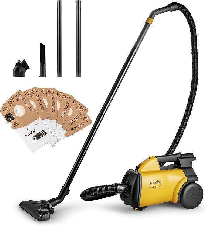 71wgCocalEL._AC_SX679_-1-1.jpg Eureka 3670M Canister Cleaner, Lightweight Powerful Vacuum for Carpets and Hard floors, w/ 5bags,Yellow - Image 1