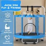 ZCMHAXJ 55″ Trampoline for Kids with Enclosure, 440lbs Capacity Indoor & Outdoor Toddler Trampoline with Adjustable Gymnastics Bar & Toys, for Boys & Girls - Image 4