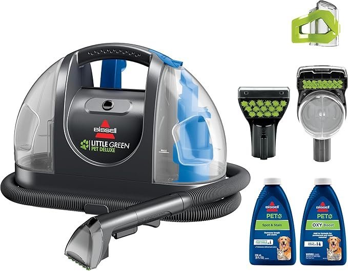 81BJbeVEt4L._AC_SX679_-1.jpg Bissell Little Green Pet Deluxe Portable Carpet Cleaner and Car/Auto Detailer, 3353, Gray/Blue - Image 1