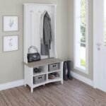 Bush Home Salinas Hall Tree with Shoe Storage Bench in Shiplap Gray and Pure White, Multi-Purpose Home Organizer, Entryway Solution with Seating and Hooks - Image 5