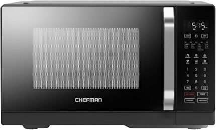 Chefman MicroCrisp Countertop Microwave Oven and Convection Oven, with Integrated Crisper, Guided Touchscreen Interface, 10 Power Levels, Mute Function, and Eco Mode, 1800W and 0.8 Cu. Ft. – Black