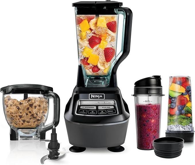 81ME5sqz5TL._AC_SX679_-2.jpg Ninja Kitchen System | All-in-One Food Processor & Blender for Smoothies | Includes Pitcher, (2) 16 oz. To-Go Cups & 8-Cup Bowl | Makes Salsa, Dough, Shakes, & Frozen Drinks | 1500W | Black | BL770 - Image 1