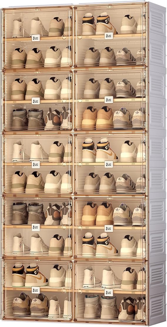 81O36lnHOdL._AC_SX569_-1.jpg ANTBOX Portable Shoe Rack Organizer for Closet Entryway, Stackable Sneaker Storage Shoe Cabinet with Magnetic Clear Door, Large Plastic Storage containers Bins with Lids 10 Tiers 40 Pairs - Image 1