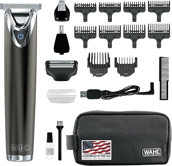 81WtUjc661L._AC_SX569_-1.jpg WAHL USA Stainless Steel Lithium Ion 2.0+ Slate Beard Trimmer for Men – Electric Shaver, Nose Ear Trimmer, Rechargeable All in One Men’s Grooming Kit – Model 9864 - Image 1