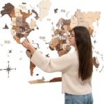Enjoy The Wood 3D Wooden World Map Wall Art – Large Travel Map with Pins for Art Decor – Decorative Map of the World for Home, Office – Travel Wall Art Housewarming Gift Idea (Multicolor, M, Unframed)