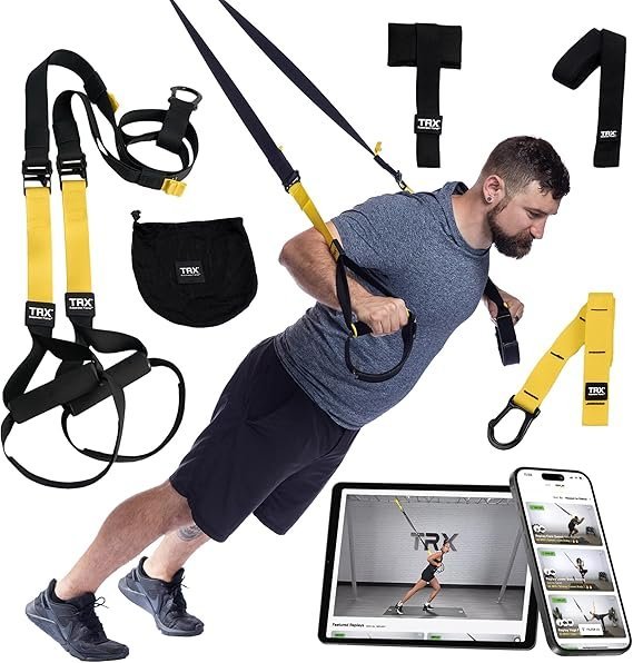 81cEHK-vWoL._AC_SX569_-1.jpg TRX All-In-One Home Gym System – Complete Suspension Training Kit for Strength Training, HIIT & Full-Body Workouts at Home or Outdoors, Includes Indoor & Outdoor Anchors - Image 1