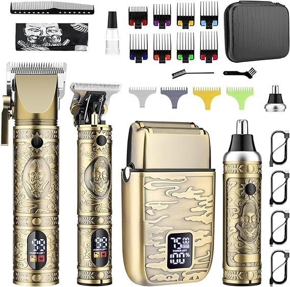 81uKaWqcnhL._AC_SX569_-1.jpg GSKY Hair Clippers for Men Professional, Beard Trimmer Kits & Sets, Cordless Mens Hair Trimmer, Electric Shavers, Haircutting Machine with LED Display, for Barber - Image 1
