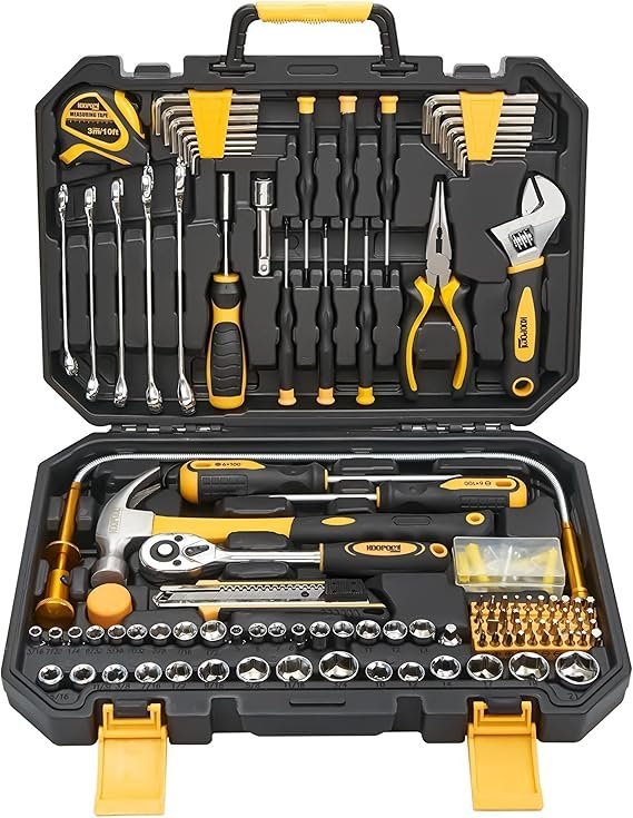 81yAO5cykWL._AC_SX569_PIbundle-159TopRight00_SH20_-1.jpg KOOPOOL 159 Piece Tool Set, Tool Box Kit for Mechanic and Car, General Household Home Tool Kit, Basic Tool Kit for Home Auto Repair, with Storage Case - Image 1