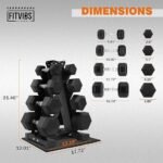 Fitvids Rubber Coated Hex Dumbbell Set with Storage Rack, 100/150/200/550 LB Hand Weight Set with Anti-Slip Grip for Home Gym - Image 5