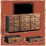 Romorgniz 55″ Dresser for Bedroom with 12 Fabric Drawers, Entertainment Center for 60 inch TV Dressers & Chests of Drawers Large Organizer, Living Room, Metal Frame, Wood Top, Rustic Brown - Image 3