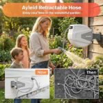 Ayleid Retractable Garden Hose Reel,1/2 in x 100 ft Wall Mounted Hose Reel, with 9- Function Sprayer Nozzle, Any Length Lock/Slow Return System/Wall Mounted/180°Swivel Bracket (Gray) - Image 3