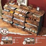 Romorgniz 55″ Dresser for Bedroom with 12 Fabric Drawers, Entertainment Center for 60 inch TV Dressers & Chests of Drawers Large Organizer, Living Room, Metal Frame, Wood Top, Rustic Brown - Image 2