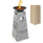 Costway 48 Inch Propane Fire Bowl Column with Lavas Rocks and PVC Covers - Image 7