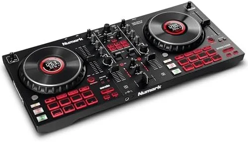 a1-69-1-1.webp Numark Mixtrack Platinum FX Serato DJ Controllers with Jog Wheel Displays, 4 Decks, Mixers, Effects Paddles and (Audio Interface) - Image 1