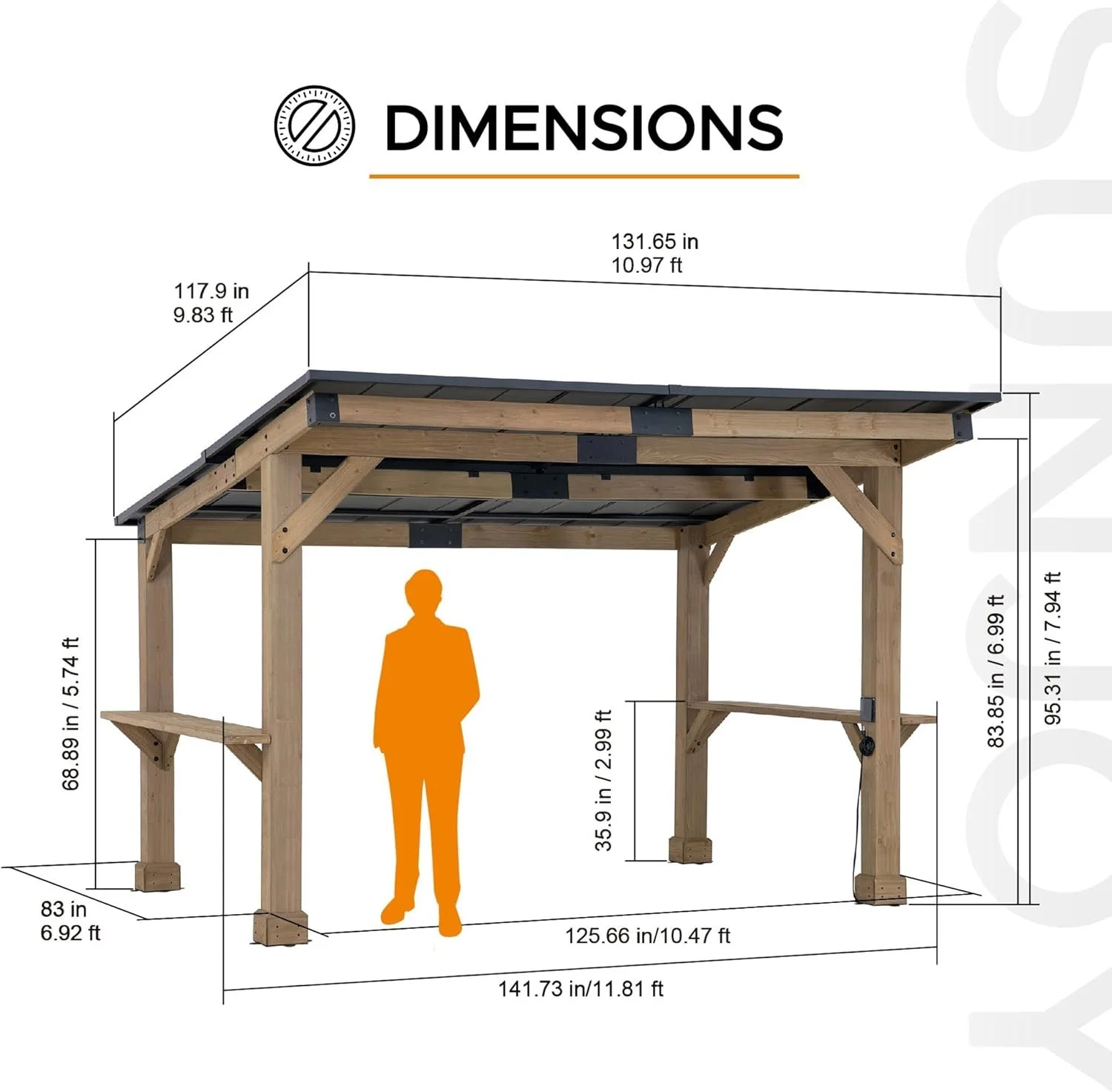a2-154-1-1.webp SUNJOY 10 ft. x 12 ft. Matte Black Cedar Framed Wooden Gazebo - Image 1