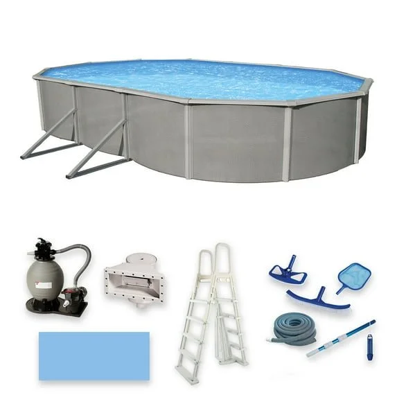 g1-8-1.webp Belize 12-ft x 24-ft Oval 52-in Deep 6-in Top Rail Metal Wall Swimming Pool Package - Image 1