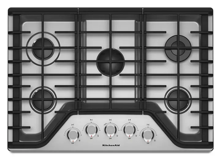 jj44-1-1.webp KitchenAid 30″ 5-Burner Gas Cooktops KCGS350ESS - Image 1