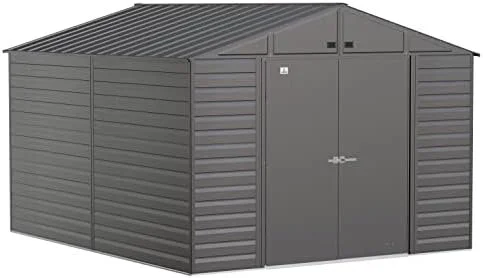 k1-21-1-1.webp Arrow Select 10′ x 12′ Outdoor Lockable Steel Storage Shed Building, Charcoals - Image 1