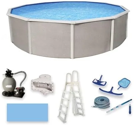 r1-9-1.webp Blue Wave Belize 15-Feet Round 52-Inch Deep 6-Inch Top Rail Metal Wall Swimming Pool Packages - Image 1