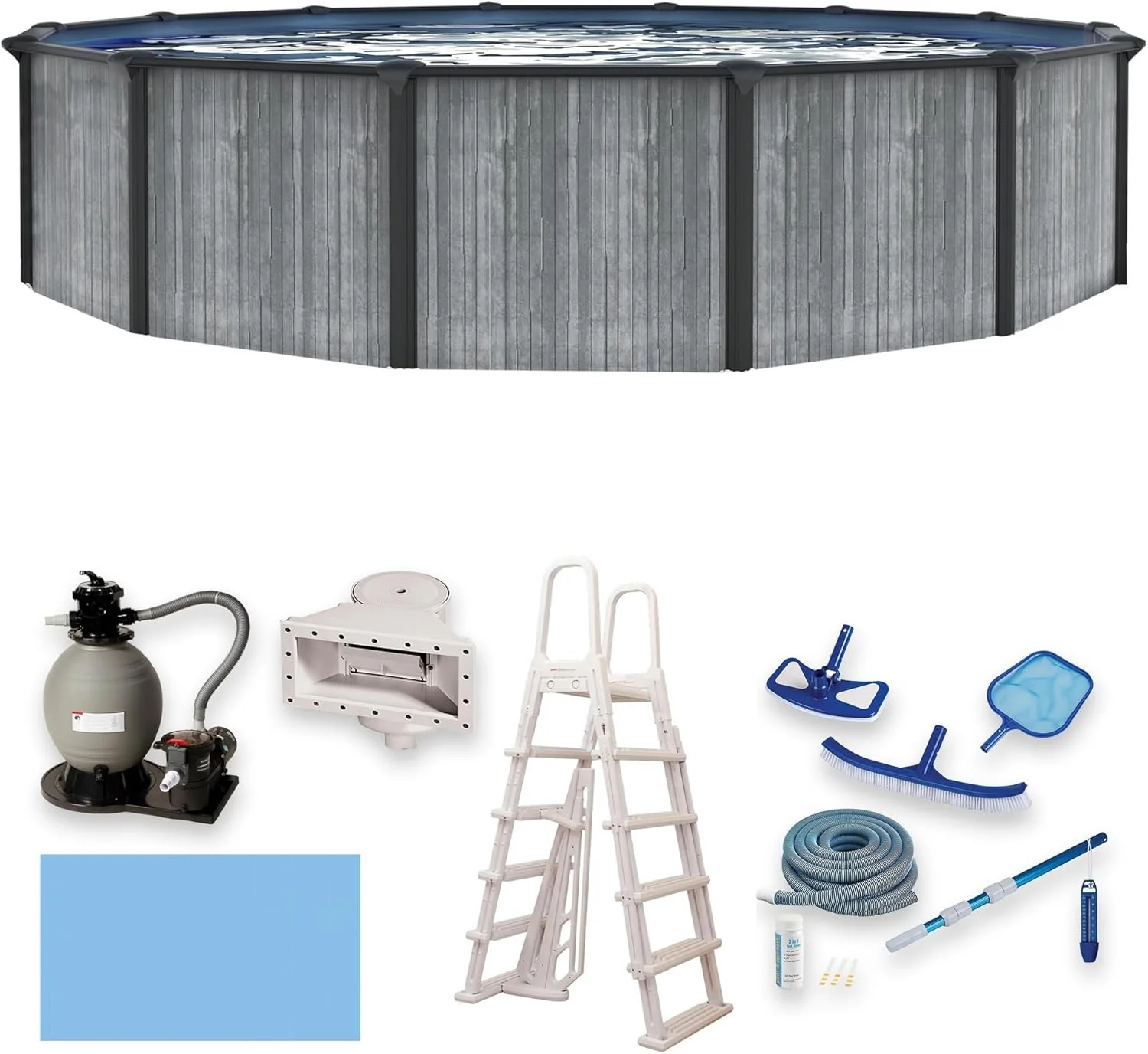 w1-11-1.webp Blue Wave San Pedro 24-ft Round 52-in Deep 6-in Top Rail Above Ground Steel Wall Swimming Pools - Image 1